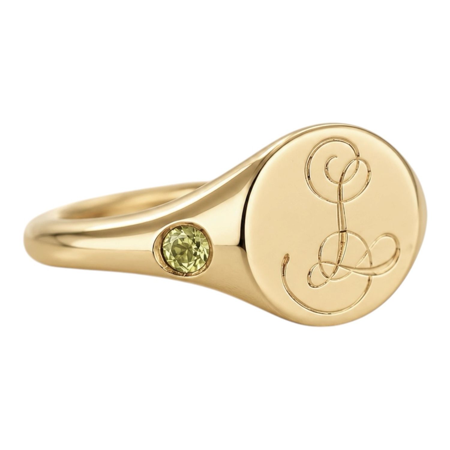 Personalised Initial Birthstone Signet Ring