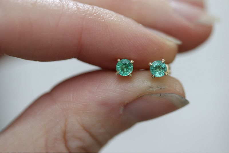 Zambian Emerald Stud Earrings