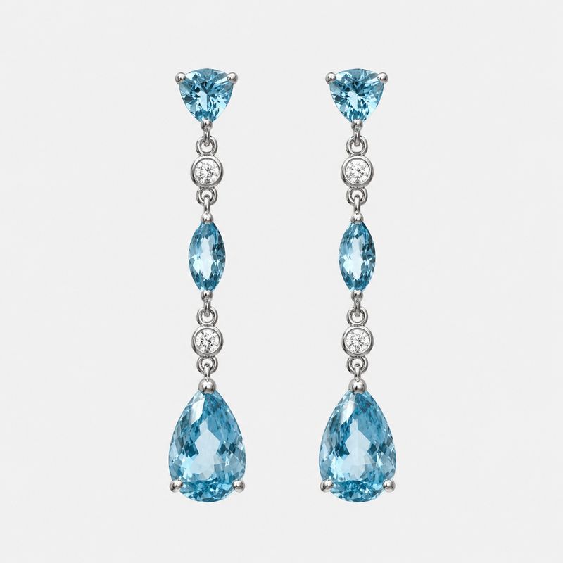 Aquamarine &amp; Diamond Earrings