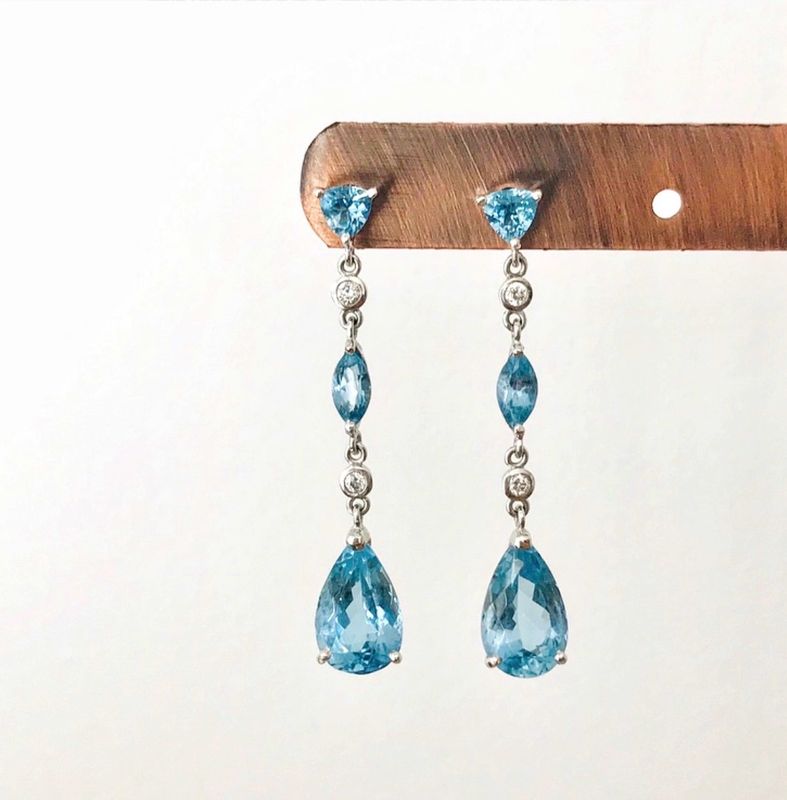 Aquamarine &amp; Diamond Earrings