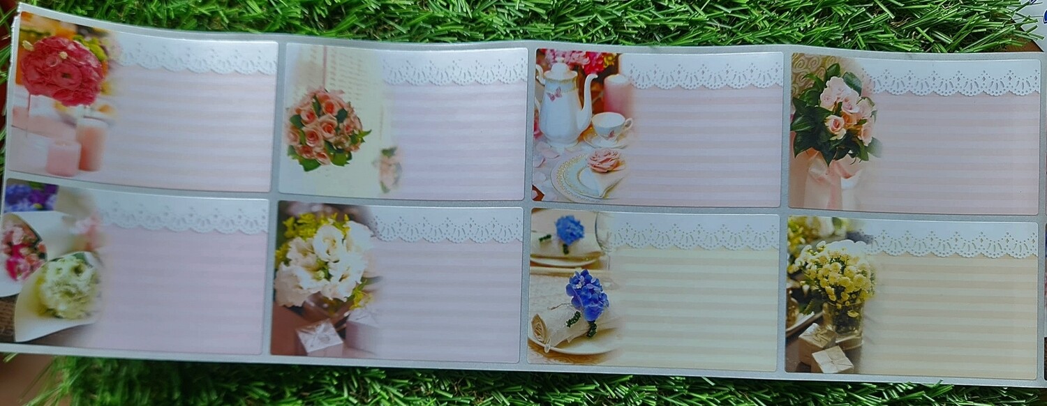 Flower Design Stickers (7.4cm x 4.6cm)