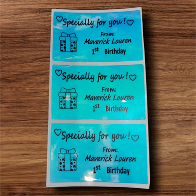 Purple-blueish stickers( 3cm x 5cm)