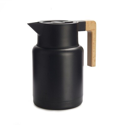 Grand thermos noir inox bois super classe Grand thermos noir inox bois super classe