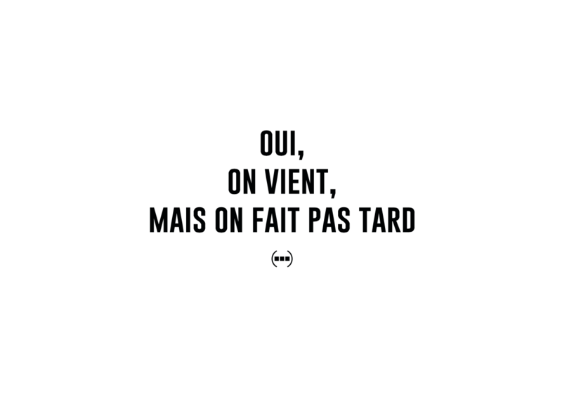 Carte postale Particules - Oui, on vient mais on fait pas tard