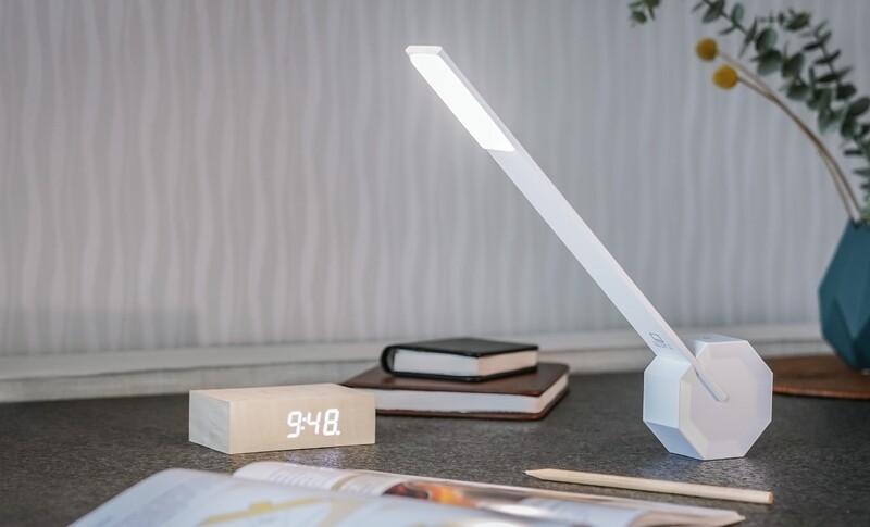 Lampe de bureau portable Octogone blanche