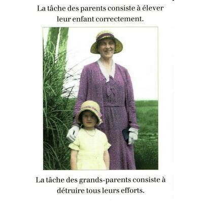 Carte postale - La tâche des parents consiste à élever leur enfant correctement, la tâche des grands-parents consiste à détruire tous leurs efforts Carte postale - La tâche des parents consiste à élever leur enfant correctement, la tâche des grands-parents consiste à détruire tous leurs efforts
