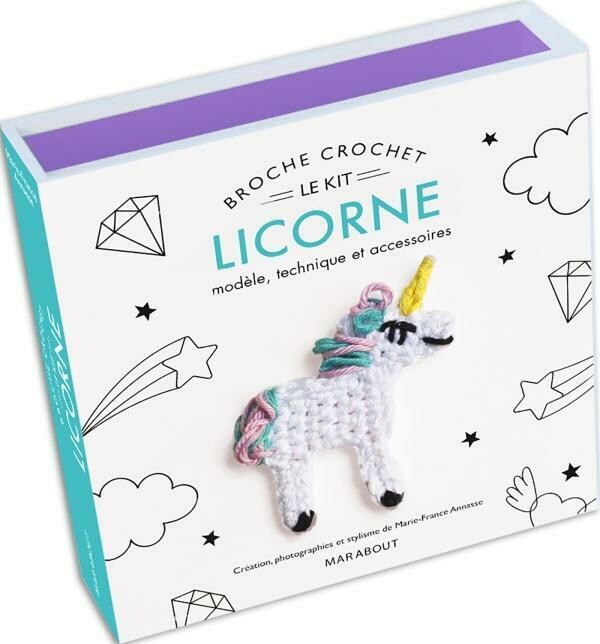 Coffret - Le kit broche crochet licorne Coffret - Le kit broche crochet licorne