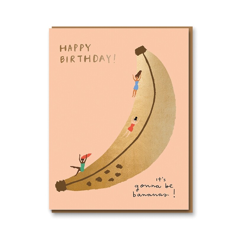 Carte double avec enveloppe - Happy Birthday It's gonna be bananas