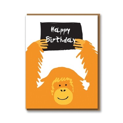 Carte double avec enveloppe - Gorille Happy Birthday