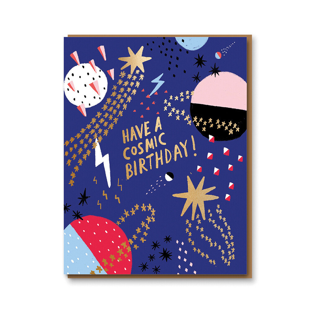 Carte double avec enveloppe - anniversaire cosmique - Carolyn Suzuki