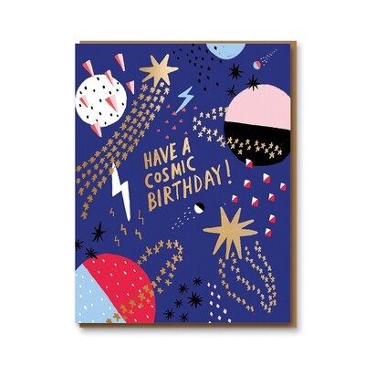 Carte double avec enveloppe - anniversaire cosmique - Carolyn Suzuki