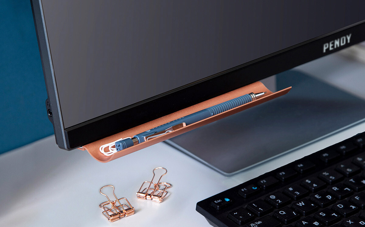 Porte-stylos adhésif pour écrans d'ordinateur - cuivre