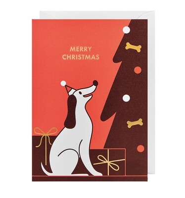 Carte double avec enveloppe  Merry Christmas dog