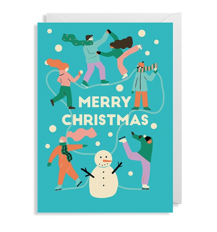 Carte double avec enveloppe Merry Christmas Snowman