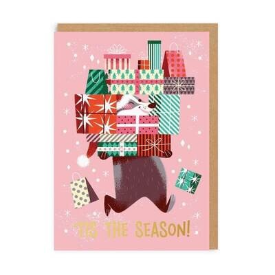 Carte de voeux Tis The Season Badger Greeting Card