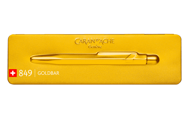 Caran d'Ache Stylo Bille 849 gold avec Étui