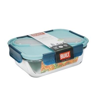 Lunch box en verre 900ml avec couverts en acier - bleu