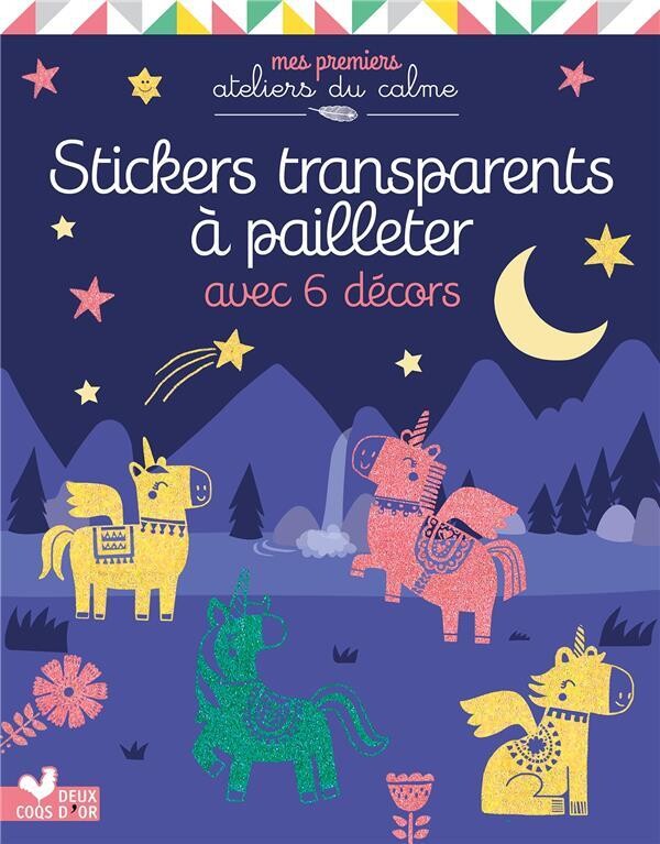 Paillettes en planches licornes - Stickers transparents et décors