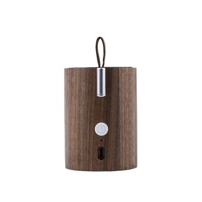 Gingko - Drum Light - Luminaire et speaker bluetooth - Noyer bois naturel