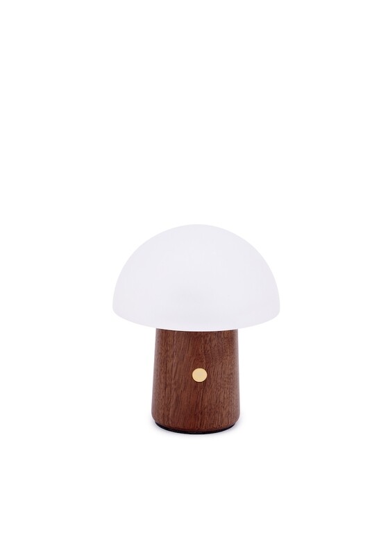Gingko - Alice - Petite lampe champignon - Noyer bois naturel
