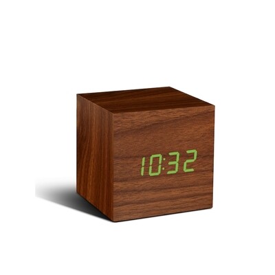Gingko - Réveil Cube Click Clock - Noyer bois naturel