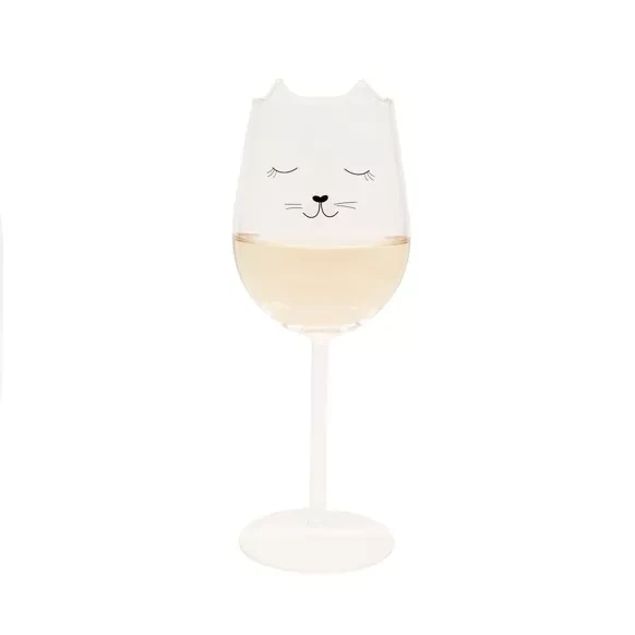 Verre à vin chat
