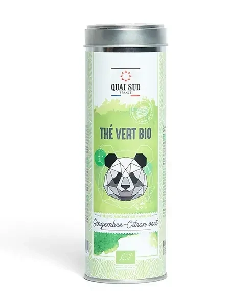 Thé Vert Bio* Aromatisé Gingembre – Citron Vert Boîte Ronde 100G
