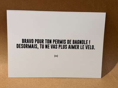 Carte postale Particules - Bravo pour ton permis de bagnole!