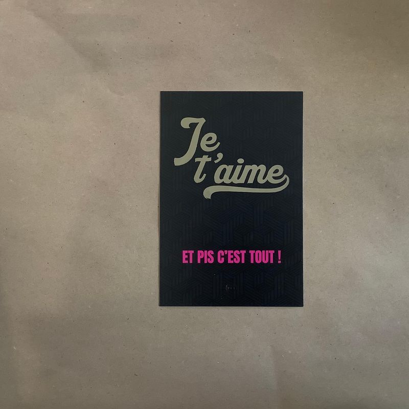 Carte postale - Je t'aime - noir