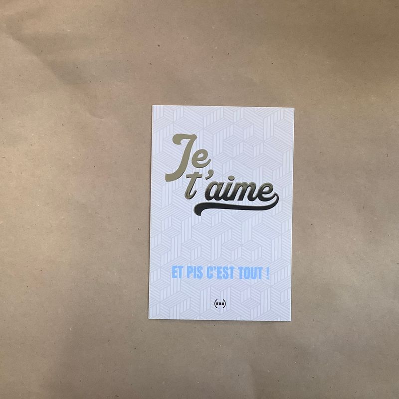 Carte postale - Je t'aime - GRIS