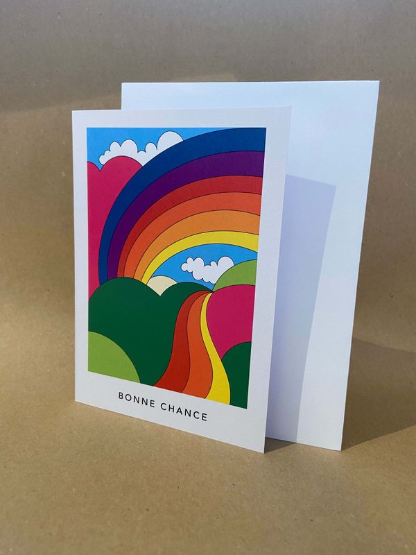 Carte de vœux Particules - Bonne chance colorée