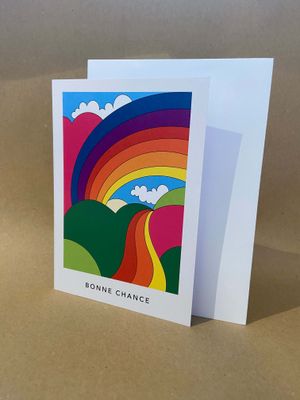 Carte de vœux Particules - Bonne chance colorée