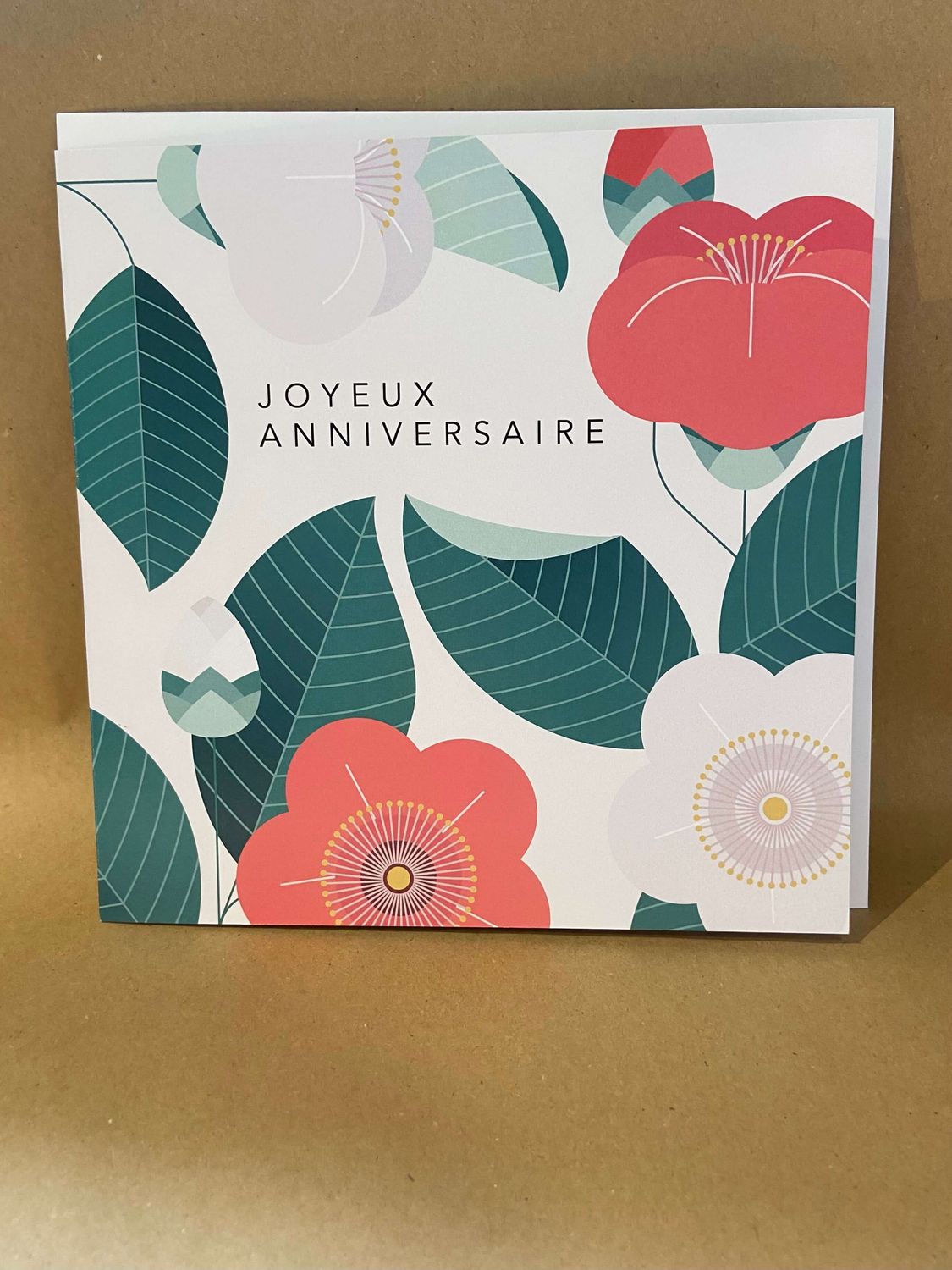 Grande carte de vœux Particules - Joyeux anniversaire fleurs