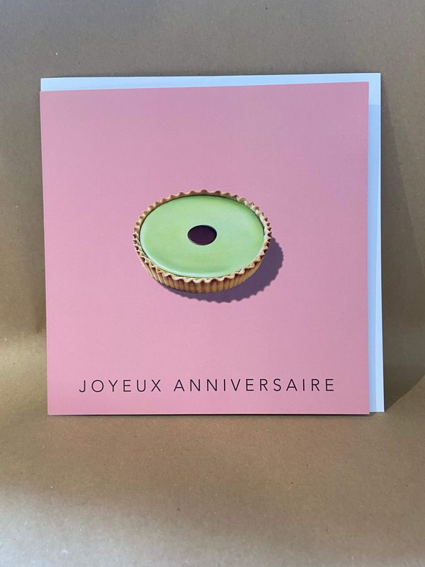 Grande carte de vœux Particules - Joyeux anniversaire Carac rose