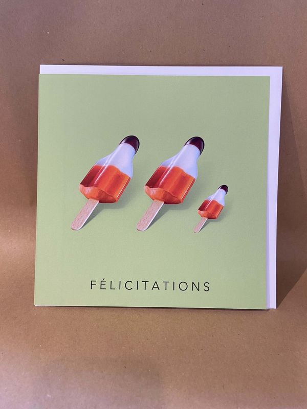 Grande carte de vœux Particules - Félicitations naissance glace fusée