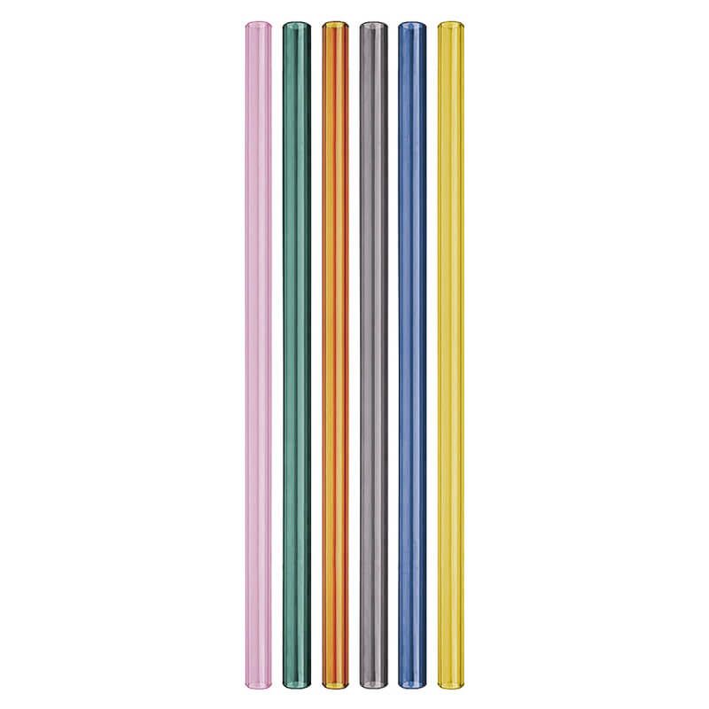 Set de 6 pailles en verre colorées