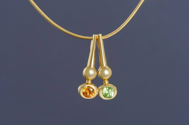 Anhänger 2 Granate in 14kt. Gelbgold Anhänger 2 Granate in 14kt. Gelbgold