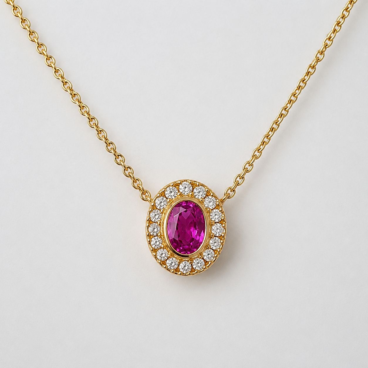 750er Gelbgold Anhänger und ein Pink Saphir