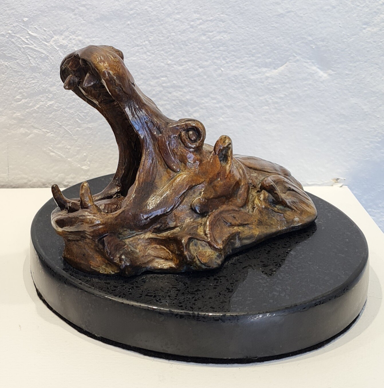 Hippo Yawning - small - Bronze