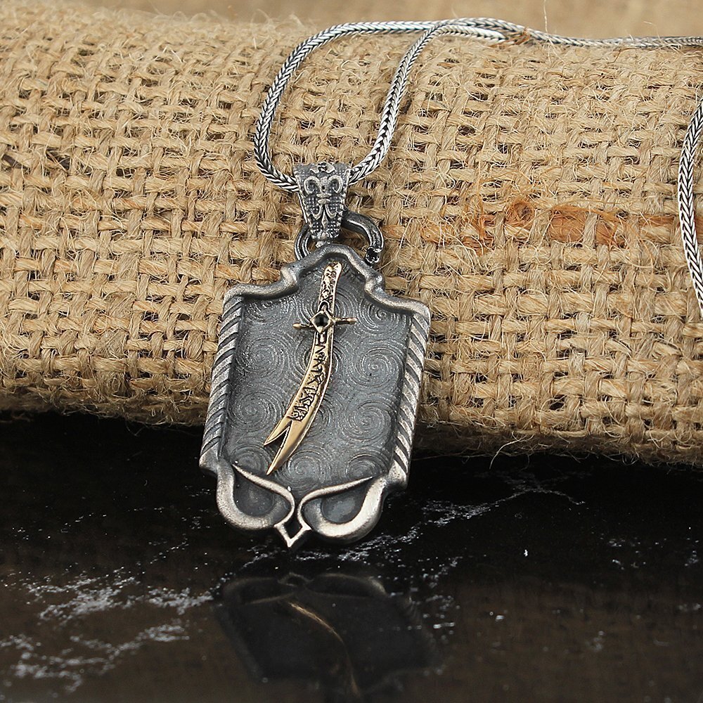Zulfikar Schwert Halskette 925 Sterling Silber