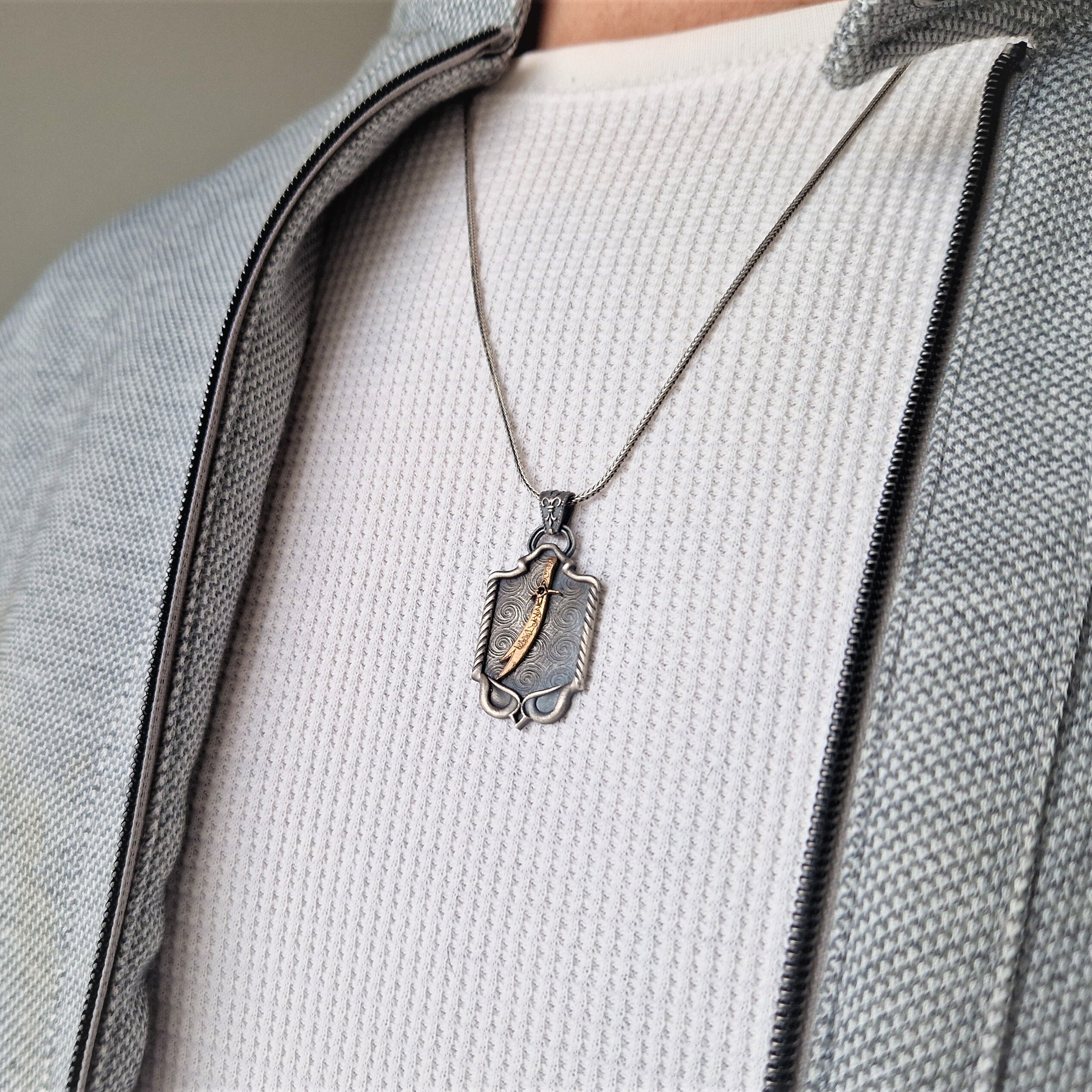 Zulfikar Schwert Halskette 925 Sterling Silber