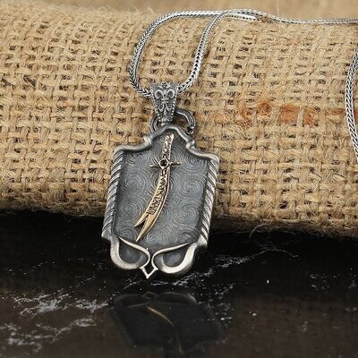 Zulfikar Schwert Halskette 925 Sterling Silber Zulfikar Schwert Halskette 925 Sterling Silber