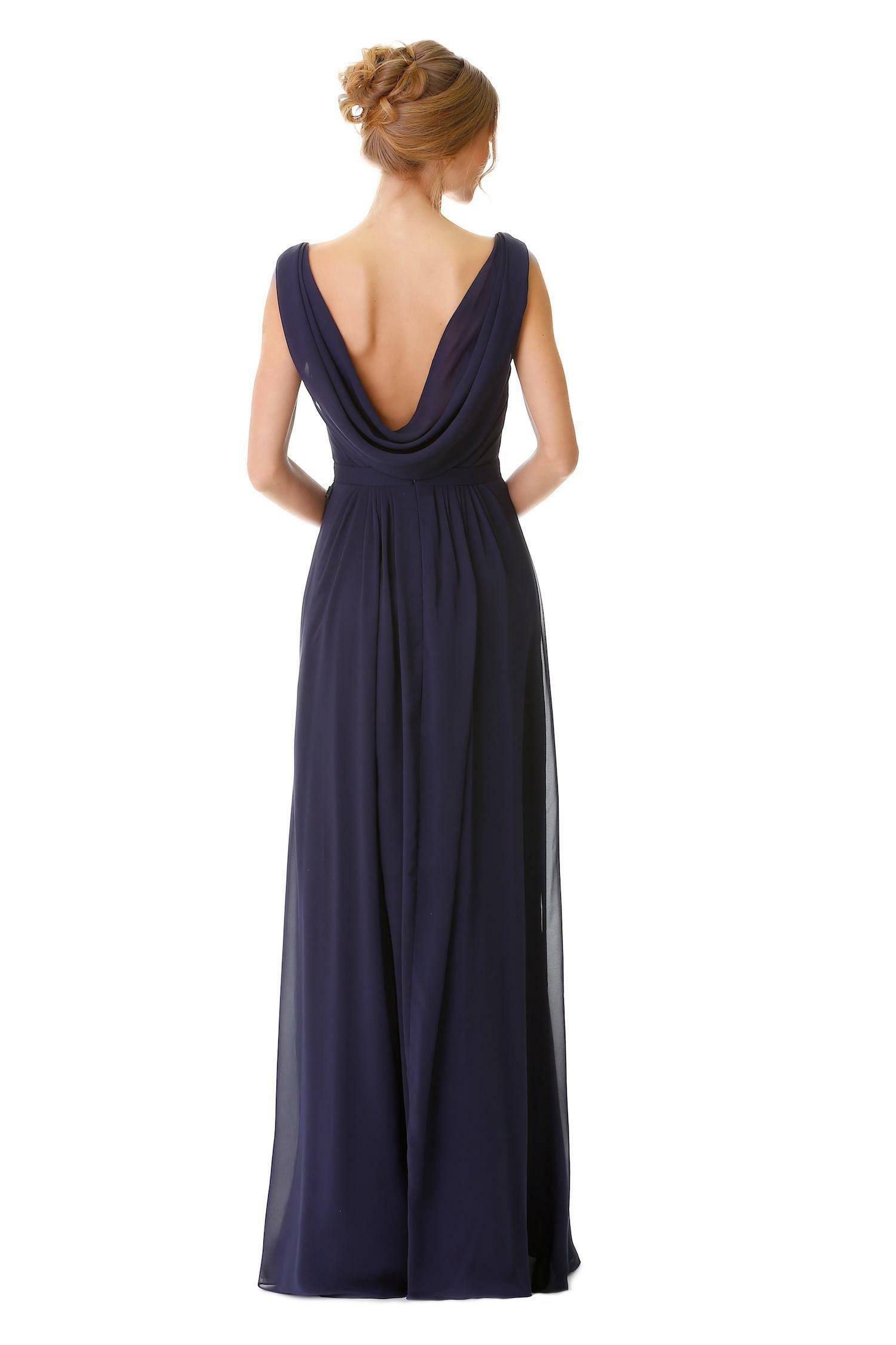 Millie Elegant V neck bridesmaid dress with cowl back