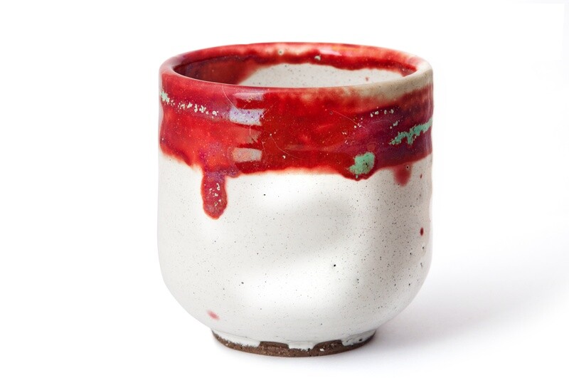 Coupe raku rouge et blanc