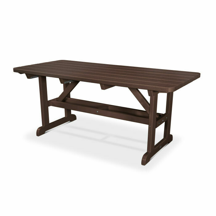 Harvester Dining Table and (2) Backless Benches in the color, Mahogany