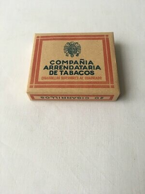 Paquete de 20 cigarrillos de la Compañia Arrendataria de Tabacos sin abrir, años 40