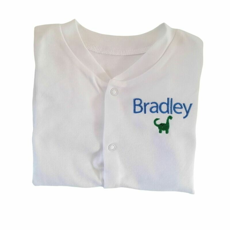 Personalised Dinosaur Sleepsuit with Embroidered Name