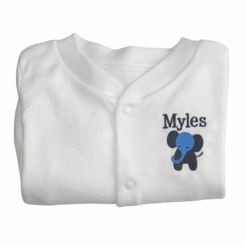 Personalised Elephant Sleepsuit with Embroidered Name