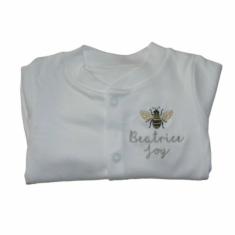Personalised Bumble Bee Sleepsuit with Baby Name