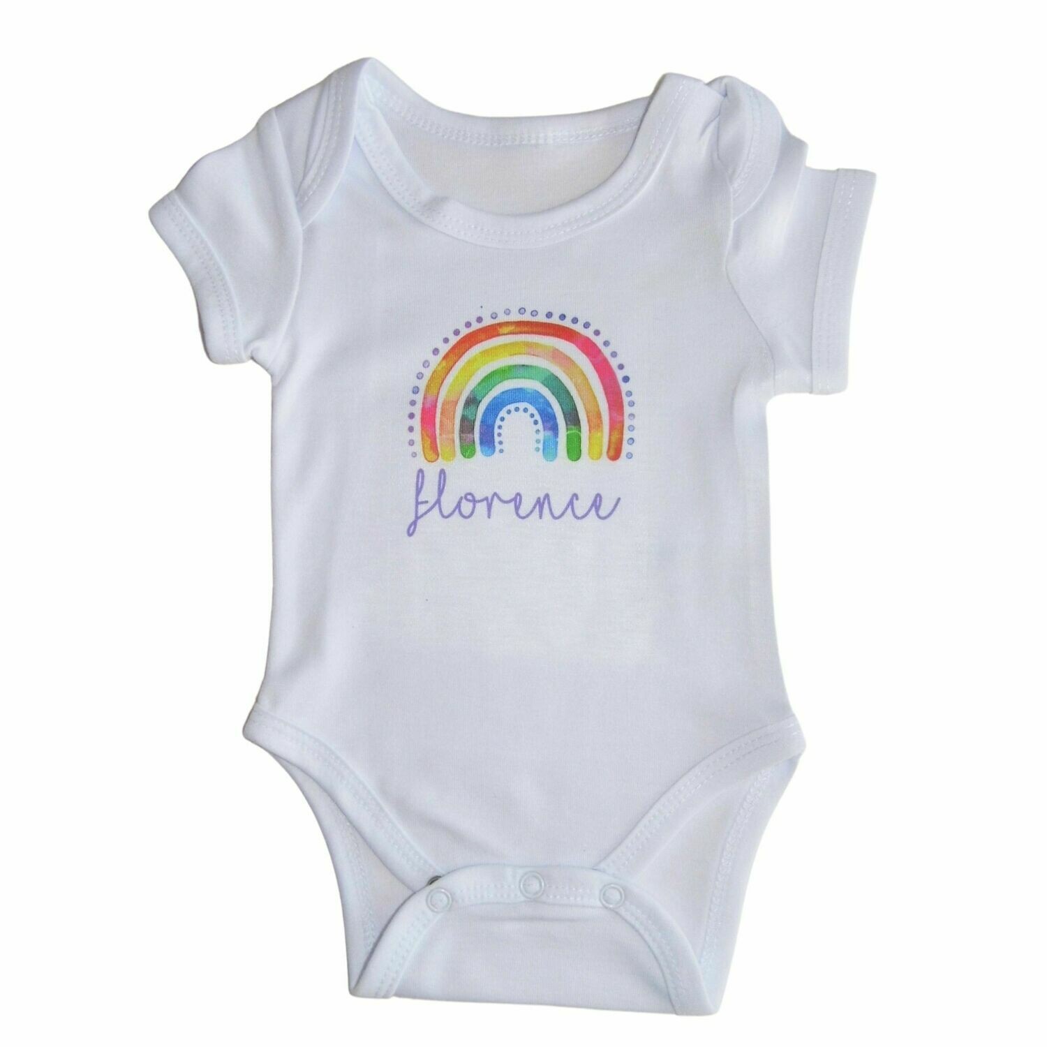 Personalised Rainbow Baby Grow with Name Personalised Rainbow Baby Grow with Name
